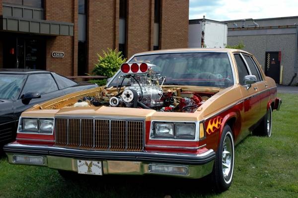 Supercharged Buick - Front View of Car with Engine Installed